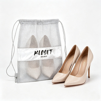Sac à cordon en toile de jute avec logo imprimé personnalisé, respirant, recyclable, doux, pour le rangement des chaussures à talons hauts, pochette de voyage portable pour chaussures