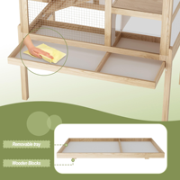 Habitat pour petits animaux en bois avec plateau coulissant - Cage à cobayes à 2 niveaux avec rampe, cachette et plateforme pour utilisation en intérieur
