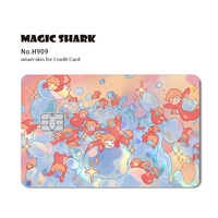 Peaux/autocollants de cartes de crédit holographiques brillantes personnalisées avec impression transparente imperméable et motifs de dessins animés mignons mélangés