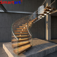 Nouvelle Escalier Moderne de Luxe Intérieur à Monopoteau avec Rampe en Verre, Conception Intelligente, Fournisseur Chinois