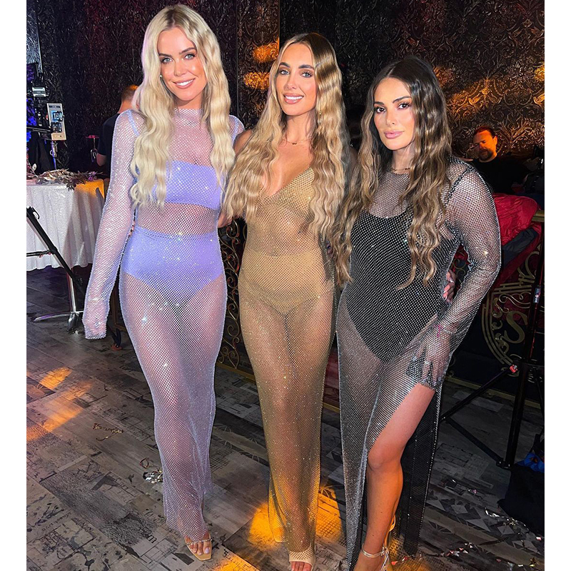 slim fit dress slacks Tossy Glitter Female Cover up Maxi Dress Mesh See-Through Split Fashio –  Mega Mart Center main image 0