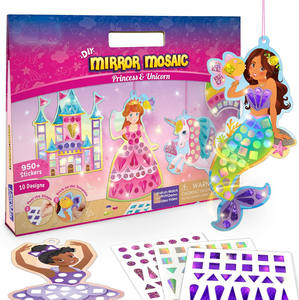 Miroir mosaïque princesse et licorne enfants Art Set DIY Craft Kit feuille autocollants pour enfants cadeau d'<span class=keywords><strong>anniversaire</strong></span> pour filles et garçons - Product Image 5