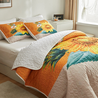 Populaire Petit QUANTITÉ MINIMALE DE COMMANDE Offre Spéciale Tournesol Imprimé Matelassé Couvre-lit Couverture Bed Cover Set de noël Feuilles Dessins D'animaux