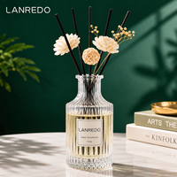 Bouteille diffuseur de parfum en verre design exclusif et élégant, 150 ml, 250 ml, côtelée, vide, avec bâtonnets diffuseurs