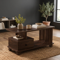 Table basse en bois d'ingénierie avec tiroir, finition Junglewood, table centrale moderne pour salon, coin canapé, décoration de meubles de maison