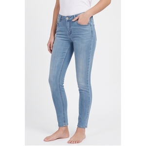 Jeans de Cintura Alta para Mujer, Corte Ajustado, Lavado a la Piedra, Estilo Casual, Azul Claro - Product Image 3
