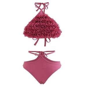 Vêtements de plage grande taille pour femmes, maillots de bain bikinis <span class=keywords><strong>2</strong></span> pièces <span class=keywords><strong>avec</strong></span> <span class=keywords><strong>fleurs</strong></span> en 3D, vente en gros sur mesure - Product Image 1