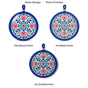 Classic Ceramic <strong>Trivet</strong> 17cm Reusable Heat Resistant Pink Teal Peony Rosette Pattern Glazed UV Print <strong>Cork</strong> Base for Kitchen Table - Product Image 6