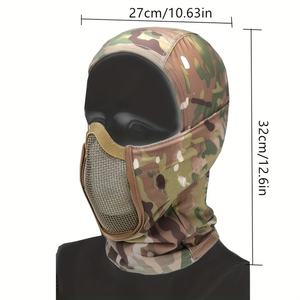 Masque de protection tactique intégral en maille métallique, cagoule coupe-vent pour moto, tir CS, chasse et entraînement - Product Image 2