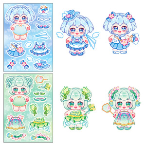 Cute Cartoon Doll Dress-Up Stickers Adhesive <b>Paper</b> Stickers for DIY Journal Home Decoration <b>Gloss</b> Lamination Durable - Product Image 4