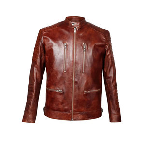 Nouvelles vestes en cuir d'hiver pour hommes Veste en cuir décontractée de couleur unie Vestes en cuir à fermeture éclair pour hommes - Product Image 1