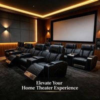 Ensemble Home Cinéma Moderne de Luxe Extensible, Canapé Inclinable Électrique en Cuir Véritable avec Appuie-tête VIP, Contrôle de Charge Sans Fil, Bois