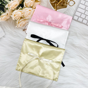 Sacs en satin imprimés avec logo personnalisé, type enveloppe, avec lien, pour extensions capillaires, perruques et vêtements, sacs de protection anti-poussière en soie - Product Image 2