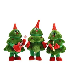 Mainan mewah berbicara Natal elektrik mainan boneka menari bernyanyi hadiah pohon Natal lucu mainan boneka mewah baru