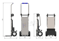 Chariot électrique pliable de qualité supérieure pour monter les escaliers, poignée ergonomique, acier inoxydable, fonte, 2 roues pour un confort optimal
