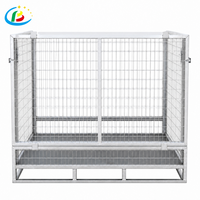 Conteneur en treillis métallique pliable pour chariot élévateur, accès facile en usine, entrée 4 voies, cage à palettes pour entrepôt, stockage logistique, 800 kg