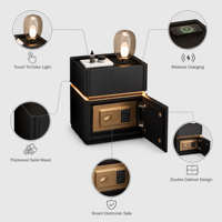 Table de chevet intelligente 2026 avec coffre-fort et recharge sans fil pour chambre et salon