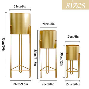 فاخر ذهبي معدني أرضي حامل زهور زارع طويل أصيص غرفة المعيشة مع حامل قوي - Product Image 6