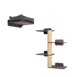 Unjunji moderno angolo di legno gatto albero sostenibile a parete torre del gatto con Sisal graffi e scaffali gatto parete mobili - Product Image 2