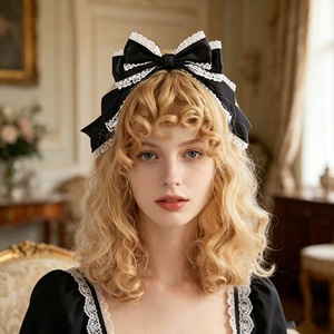 Multi-colored handmade Lolita <b>bow</b> KC headband lolita hair accessory headpiece all-cotton lace head buckle girl outfit - Product Image 2