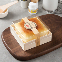 Boîte à lunch jetable en bois transparente biodégradable, emballage de qualité alimentaire, pour la cuisson de gâteaux, de sushis, de desserts, de pâtisseries, de cupcakes, de beignets