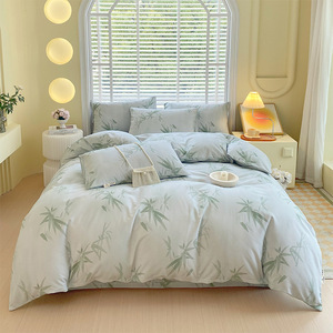 Parure de lit en coton lavé, collection de linge de lit rayé et uni en 5 styles, housse de <span class=keywords><strong>couette</strong></span> en coton lavé respirant et doux - Product Image 4