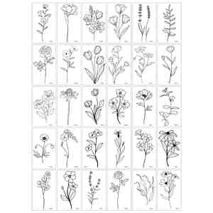Autocollants de tatouage temporaire sans répétition de motifs floraux, imperméables, sexy, pour le corps, pour femmes, bras, clavicule, main, pied - Product Image 4