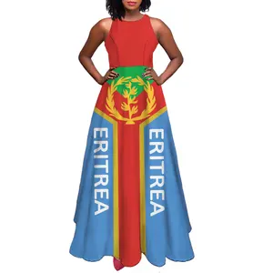 Robe longue élégante drapeau érythréen, pour filles, tunique élégante, de style maxi, éthiopien, personnalisable avec votre propre étiquette