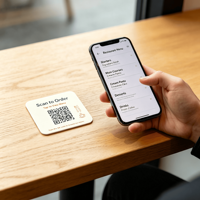Tarjeta de menú NFC personalizada con chip N215 de 13.36 MHZ, cuadrada, para restaurante, con código QR.