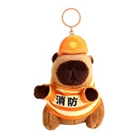Porte-clés Capybara en peluche douce en coton PP avec mousqueton, pendentif mignon pour sac d'école, jouet de police personnalisable et multifonctionnel