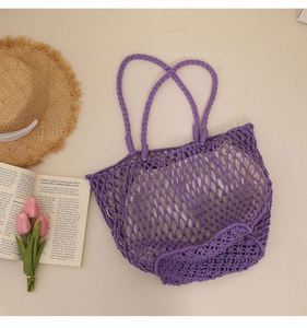 Sac en Corde de Coton Tressé Grande Capacité, Sac à Bandoulière Unique en Maille, Sac de Plage Fait Main pour Femme, Idéal Loisirs et Vacances - Product Image 5