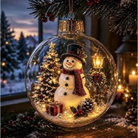 Boule de Noël lumineuse transparente à LED, ornement de Noël, boule suspendue pour décorer le sapin de Noël