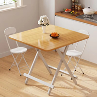 Table à manger carrée multifonctionnelle pliable et réglable, mobilier de salle à manger moderne en bambou avec pieds en fer, rangement facile pour la pièce