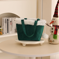 Panier-cadeau de Noël rouge en gros pour enfants avec pompons, sacs fourre-tout de Noël mignons avec monogramme