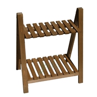 Rak tanaman kayu tangga 2 tingkat, rak pot Organizer, rak tampilan, rak penyimpanan untuk tanaman kayu luar ruangan