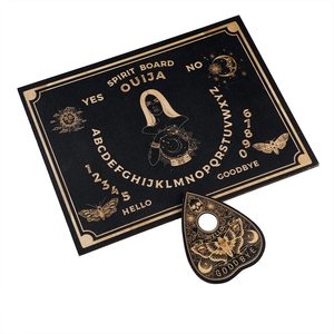 12 pouces en bois noir parler ou esprit conseil et Planchette Kit <span class=keywords><strong>radiesthésie</strong></span> Divination conseil ensemble Laser gravé réponses conseil - Product Image 1