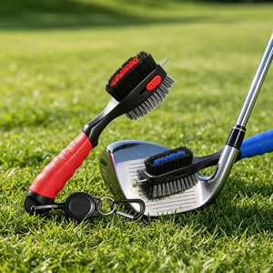 CS Lot de 2 brosses de nettoyage de clubs de golf magnétiques rétractables de 60 cm avec <span class=keywords><strong>mousqueton</strong></span>, tête surdimensionnée et poignée confortable pour balles et chaussures - Product Image 2