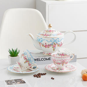 Vintage squisito Bone China ceramica tazza di caffè con piattino francese di alto <span class=keywords><strong>colore</strong></span> del pomeriggio tazza di tè scatola regalo per tè e caffè - Product Image 1