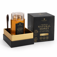 Boîte de luxe avec couvercle et base, impression de logo personnalisé, emballage cadeau pour bouteille de miel, pot de miel
