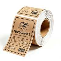 Étiquettes autocollantes personnalisées en vinyle imperméable pour café (rouleau d'étiquettes) pour l'emballage alimentaire