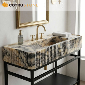 <span class=keywords><strong>Vasque</strong></span> flottante en marbre Calacatta Viola, murale, cannelée, sculptée à la main, pour salle de bain de villa ou maison - Product Image 3