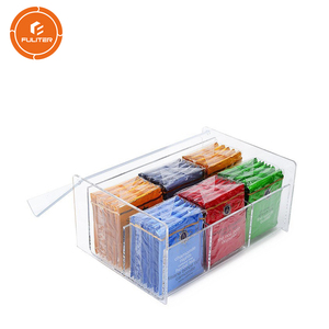Al por mayor personalizado claro acrílico organizador <span class=keywords><strong>caja</strong></span> <span class=keywords><strong>de</strong></span> té con 4 compartimiento - Product Image 1