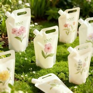 Custom Printed Leak Proof Durable Flat Bottom Spout Pouch <b>Stand</b> up Bag for Liquid Body Wash <b>Laundry</b> Soap Refill Packaging - Product Image 4