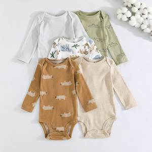 Baby Rompers With Carter Long Sleeves Jumpsuit Baby Crawling Clothes Cartoon <b>Animal</b> <b>Pattern</b> Pocket Cotton Fabric Five-Piece Set - Product Image 1