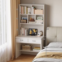 Bureau en bois et bibliothèque combinés pour la maison, bureau d'étude pour adulte avec bibliothèque, bureau d'écriture pour étudiant dans la chambre