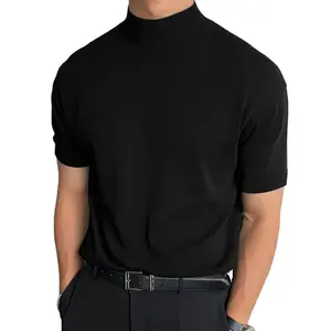 पुरुषों की फिटनेस खेल टी शर्ट जल्दी सुखाने तंग प्रशिक्षण सांस बंद गले टी शर्ट लघु आस्तीन स्लिम टी शर्ट