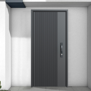 Porte d'entrée extérieure <span class=keywords><strong>moderne</strong></span> en aluminium moulé, design minimaliste nervuré pour villa - Product Image 1