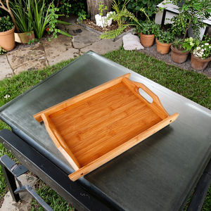 Bandeja de servicio de bambú de estilo vintage, bandeja de exhibición de desmontaje ecológica para hoteles y restaurantes con uso de almacenamiento - Product Image 4