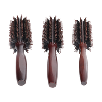 Salon de coiffure antistatique mélange brosse à cheveux poils de sanglier baril brosse manche en bois nylon brosse ronde peigne