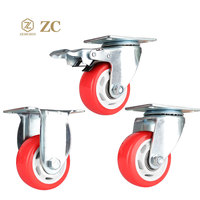 Roulettes de chariot industriel Roulettes pivotantes rouges en PVC de 3/4/5 pouces pour meubles d'établi Roue de chaise de bureau
